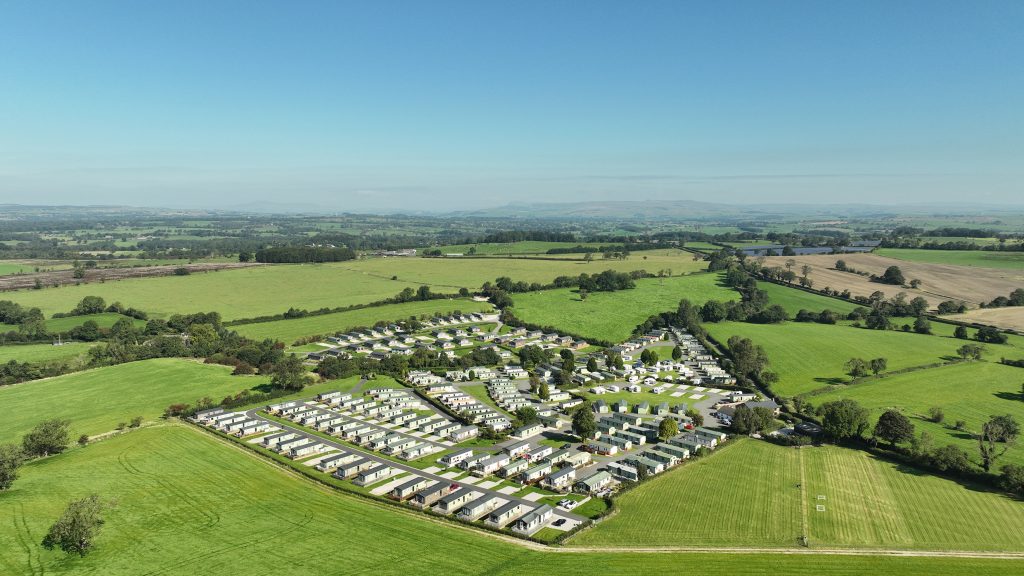 Aerial views of The Ribble Valley Holiday Park, Lancashire.